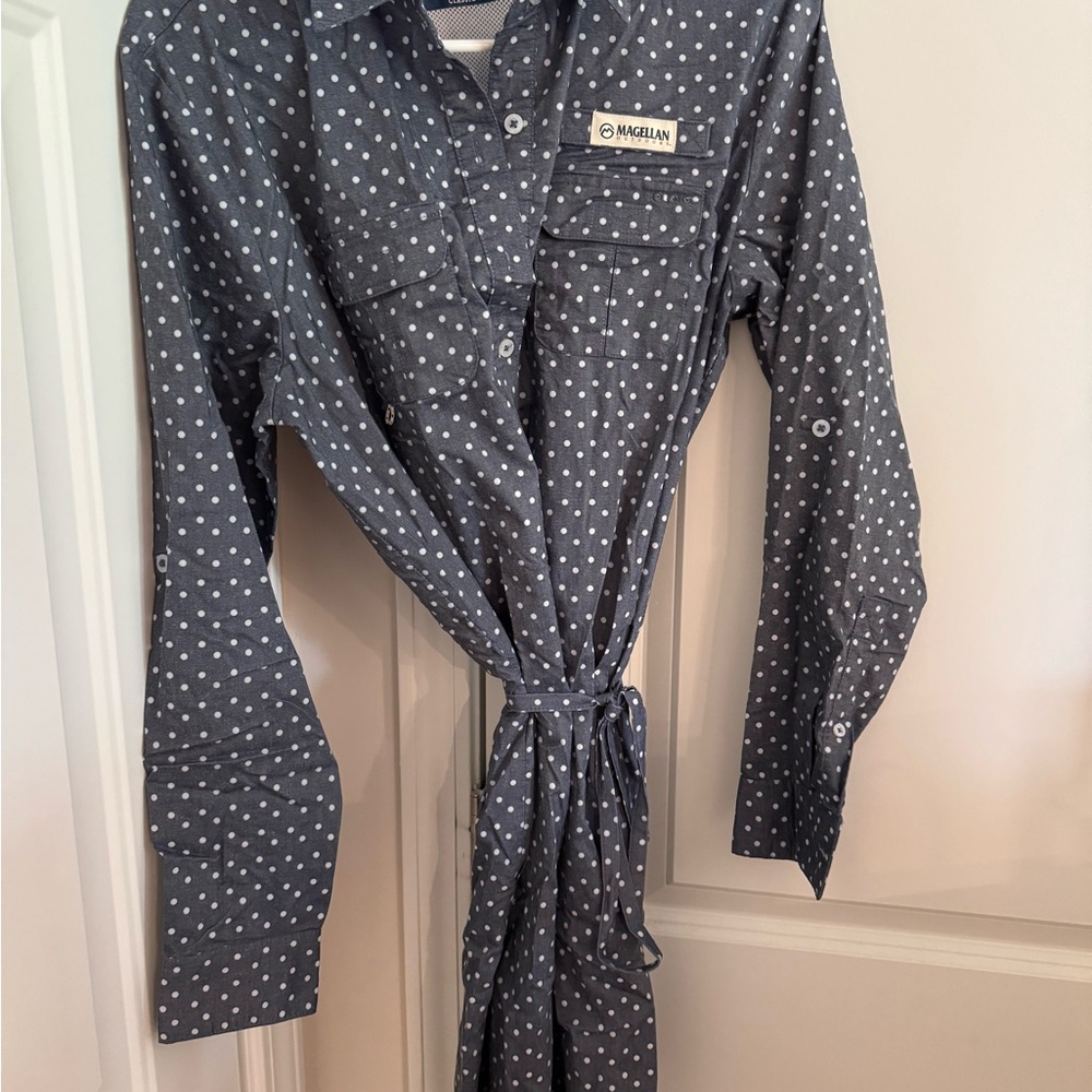 Magellan Outdoors Navy Polka Women’s Dress